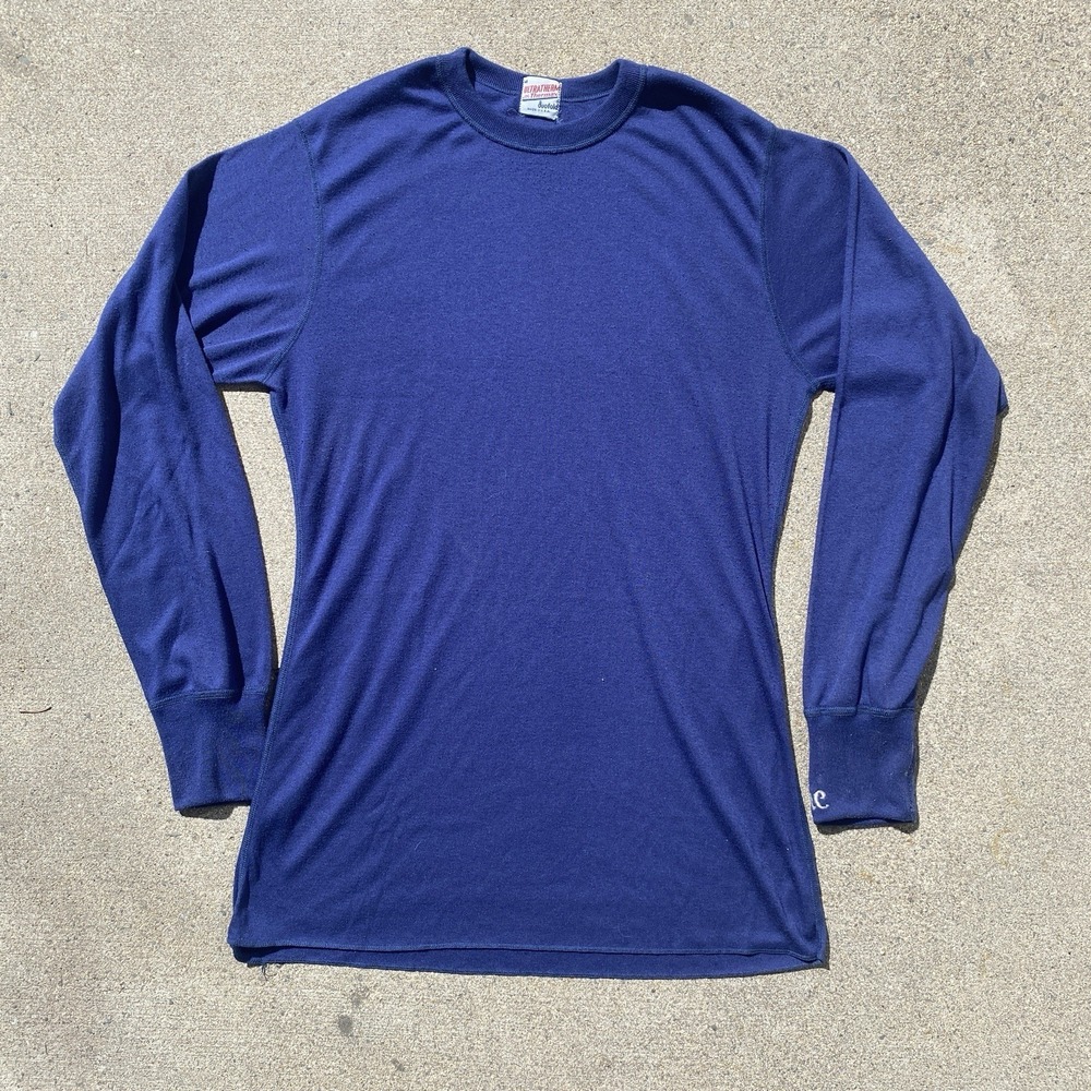 Vintage 70s Duofold Navy Blue Undershirt Thermal Medium